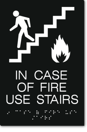 IN CASE OF FIRE USE STAIRS Sign