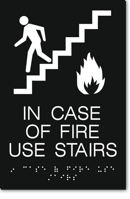 IN CASE OF FIRE USE STAIRS Sign