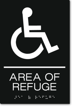 AREA OF REFUGE Wheelchair Sign