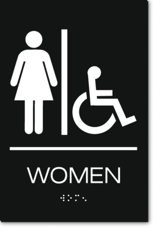 California WOMEN Accessible Restroom Wall Sign