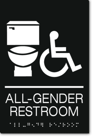 California ALL GENDER RESTROOM Accessible Toilet Wall Sign