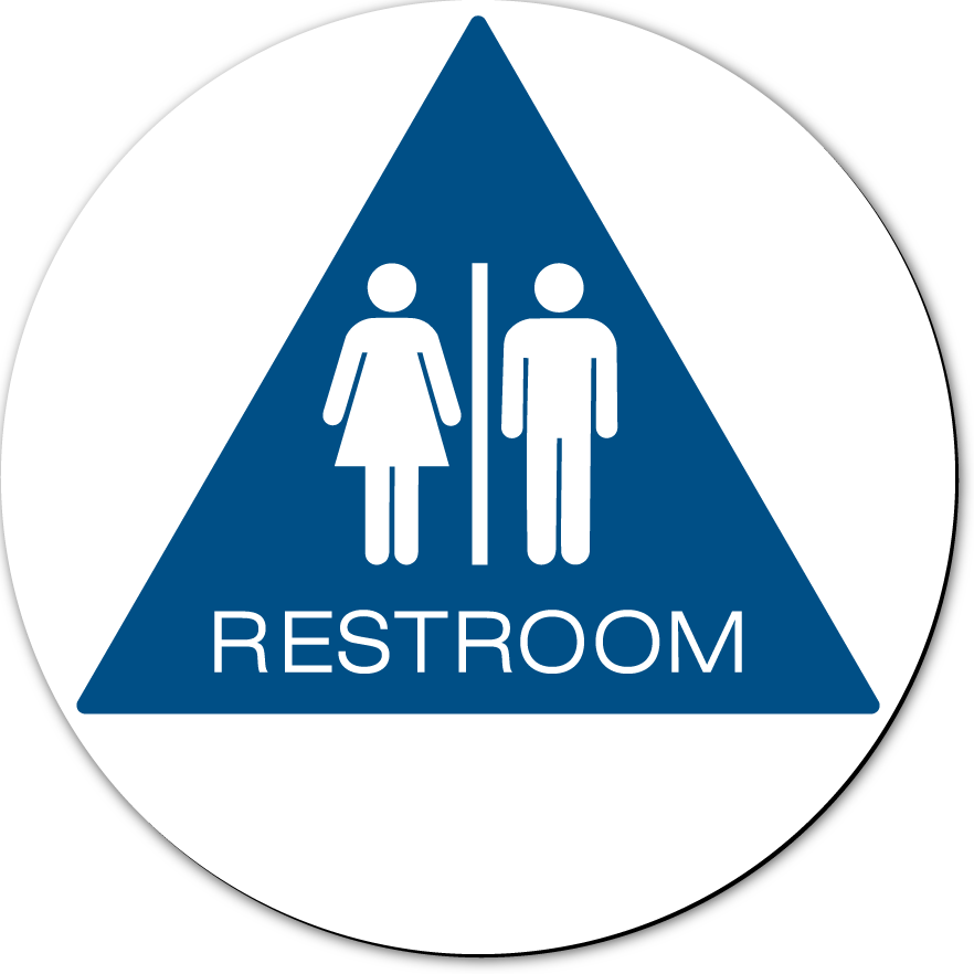 Economy California Unisex RESTROOM Door Sign