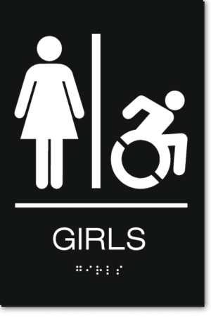GIRLS Speedy Wheelchair Restroom Sign - NY/CT