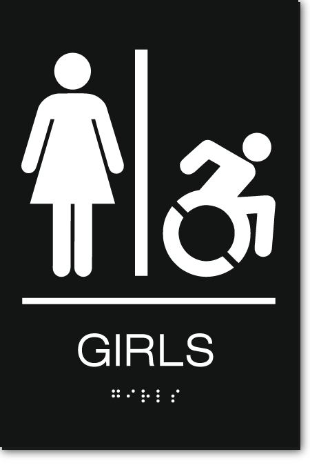GIRLS Speedy Wheelchair Restroom Sign - NY/CT
