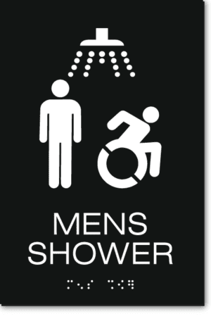 MENS ACCESSIBLE SHOWER Speedy Wheelchair Sign - NY/CT