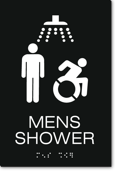 MENS ACCESSIBLE SHOWER Speedy Wheelchair Sign - NY/CT