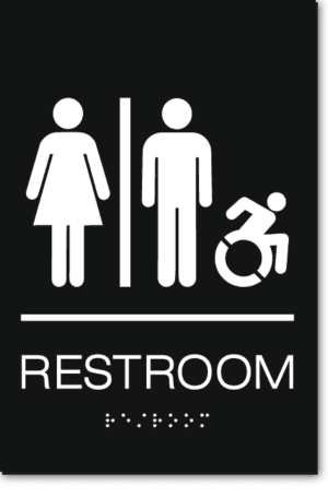 Unisex RESTROOM Speedy Wheelchair Sign - NY/CT