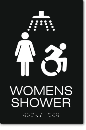 WOMENS ACCESSIBLE SHOWER Speedy Wheelchair Sign - NY/CT
