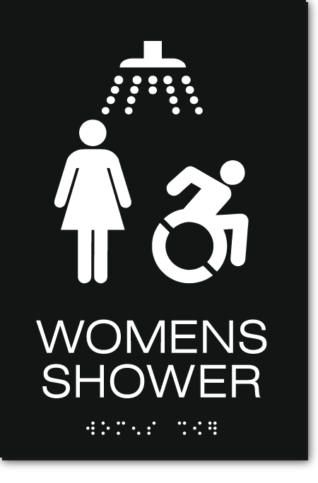 WOMENS ACCESSIBLE SHOWER Speedy Wheelchair Sign - NY/CT